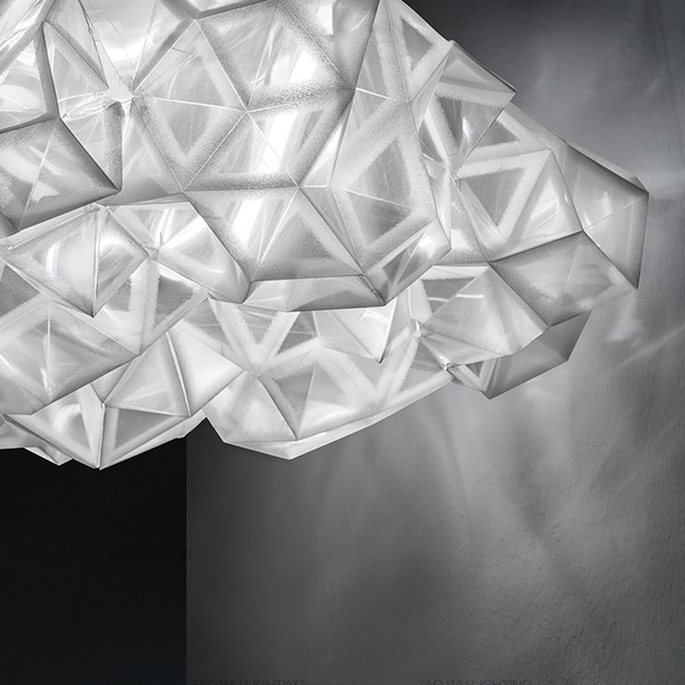 MODA - Lustre Suspension Moderne Géométrique, Acrylique/Métal, Blanc.