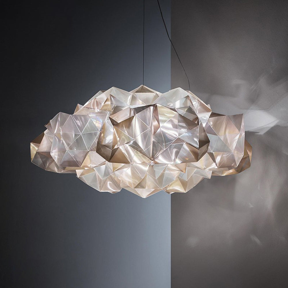 MODA - Lustre Suspension Moderne Géométrique, Acrylique/Métal, Blanc.
