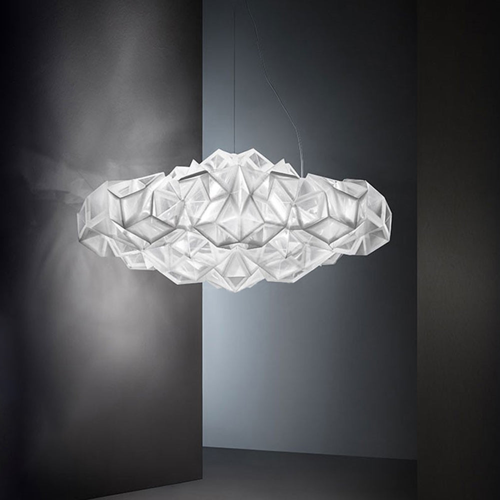 MODA - Lustre Suspension Moderne Géométrique, Acrylique/Métal, Blanc.