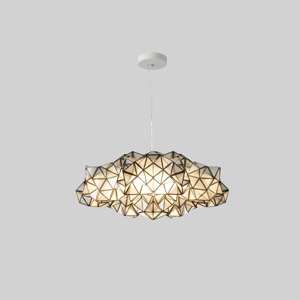 MODA - Lustre Suspension Moderne Géométrique, Acrylique/Métal, Blanc.