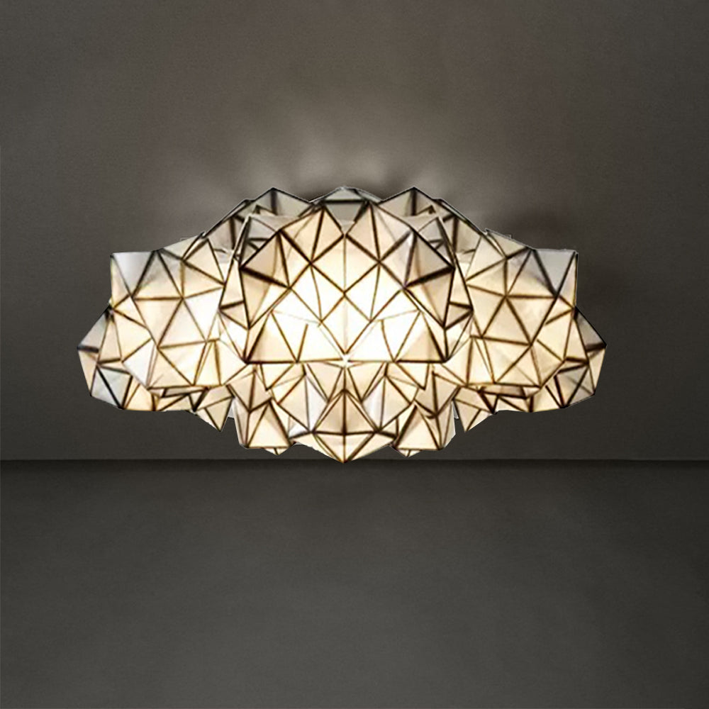 MODA - Lustre Suspension Moderne Géométrique, Acrylique/Métal, Blanc.