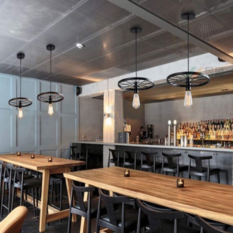 ROULA - Luminaire Suspendu Rond Vintage, Noir/Rouille