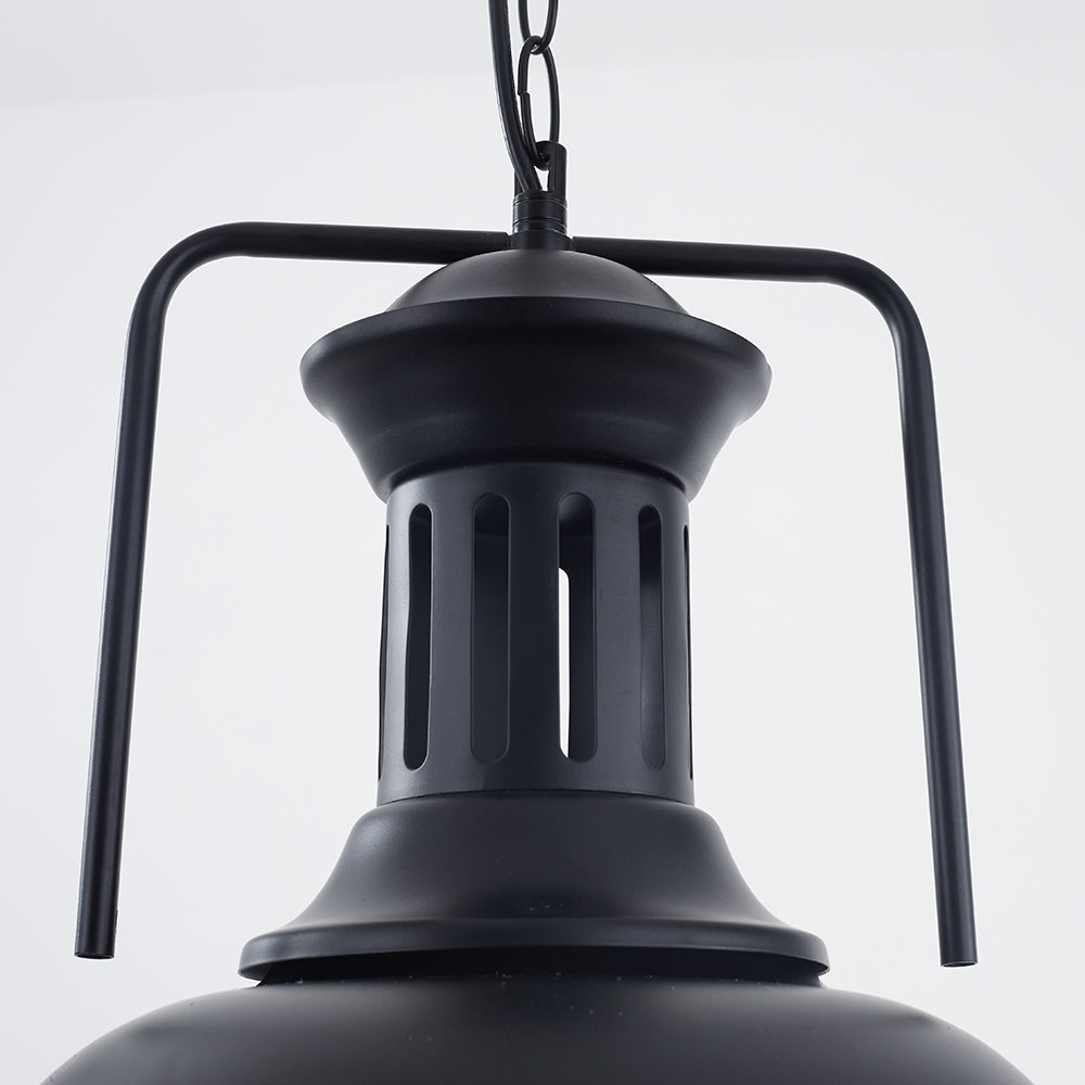 DOMI - Luminaire Suspension Dôme Industrielle, Noir/Blanc/Rouille