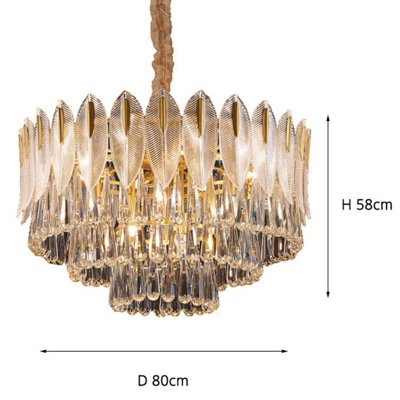 PADO  - Lustre Plume Cristal, Métal/Cristal, Doré.
