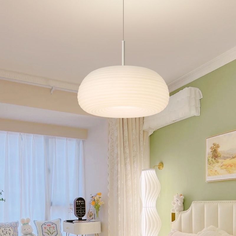 Lustre Suspension Tambour Naturel,  Blanc