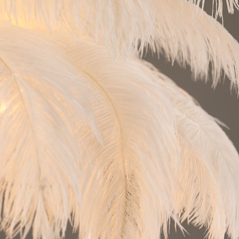 Lustre Naturel Plume/Verre, Blanc.