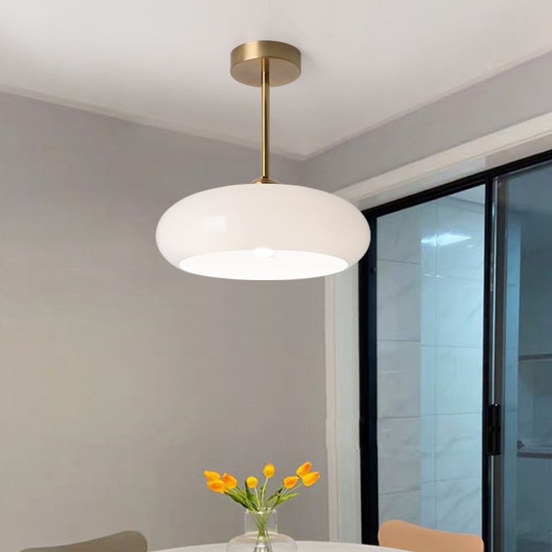KYRO - Plafonnier Rond Moderne, Métal/Verre, Orange/Blanc.