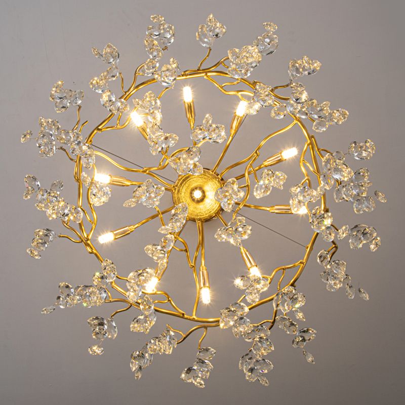 CRISTO - Lustre Moderne Cristal/Métal, Blanc/Doré.