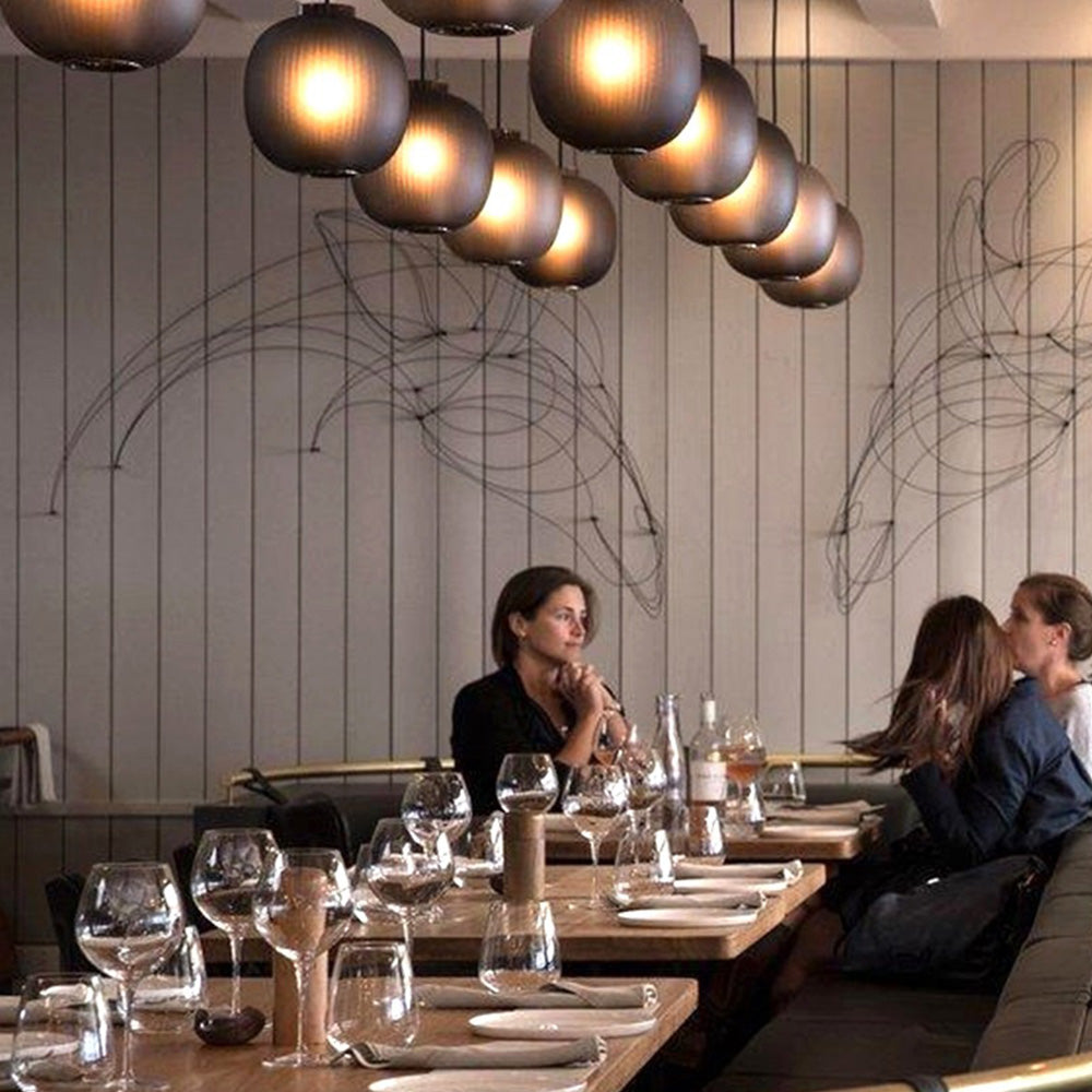 COYA - Luminaire Suspension Globe Moderne, Gris Fumé/Blanc