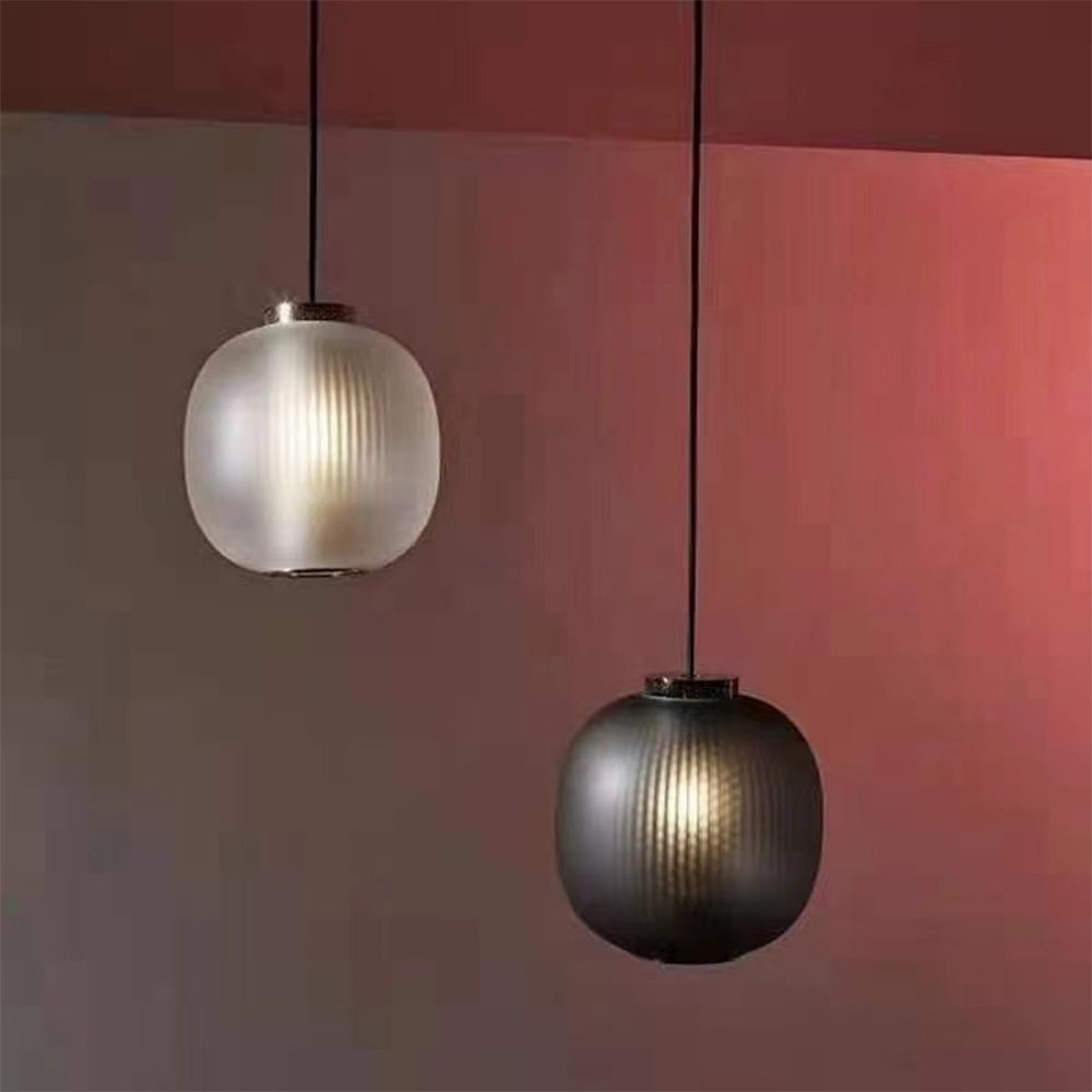 COYA - Luminaire Suspension Globe Moderne, Gris Fumé/Blanc