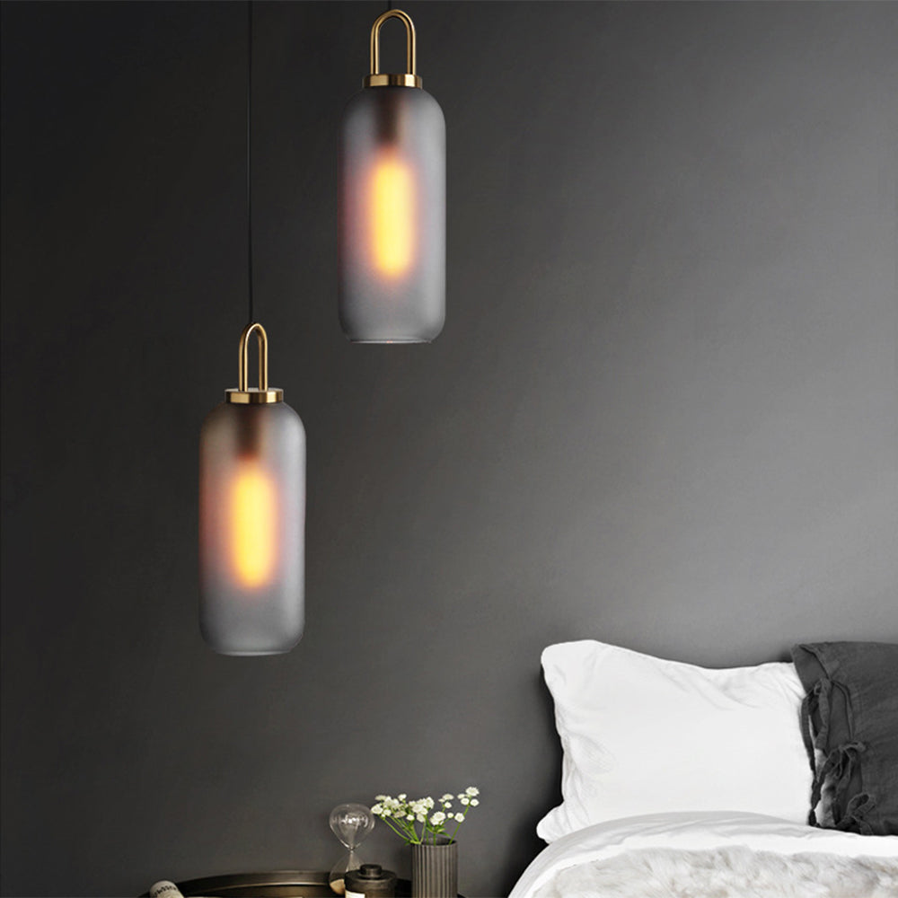 COBI - Luminaire Suspension Cylindre Moderne, Gris Fumé/Clair