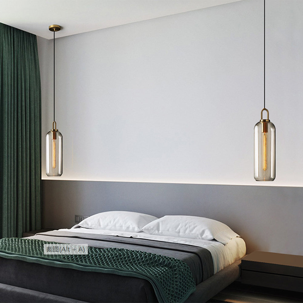 COBI - Luminaire Suspension Cylindre Moderne, Gris Fumé/Clair