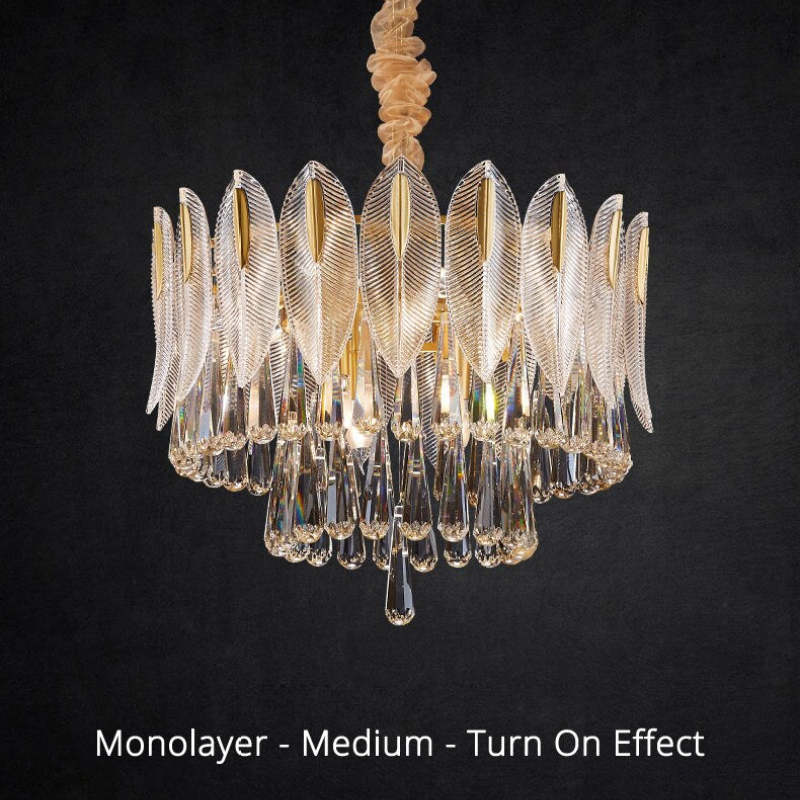 PADO  - Lustre Plume Cristal, Métal/Cristal, Doré.