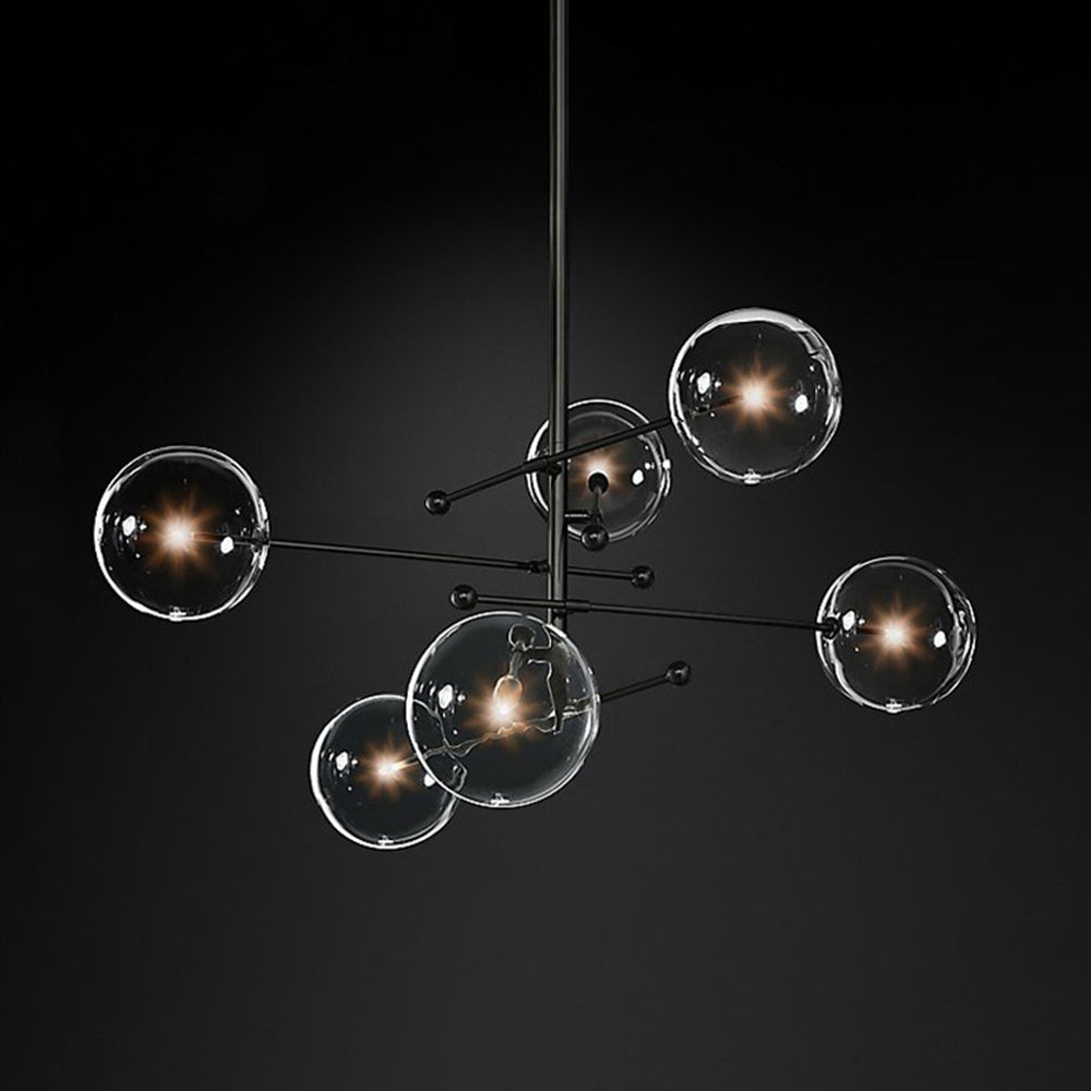 LOVA - Plafonnier Moderne Bulles, Métal/Verre, Noir/Doré.