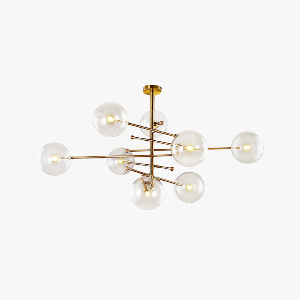 LOVA - Plafonnier Moderne Bulles, Métal/Verre, Noir/Doré.