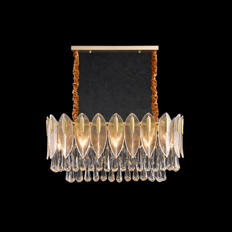PADO  - Lustre Plume Cristal, Métal/Cristal, Doré.