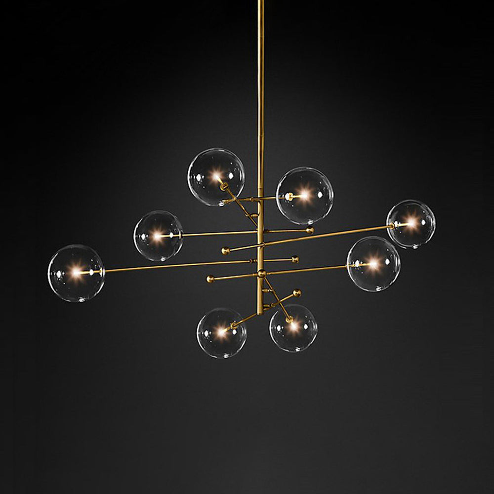 LOVA - Plafonnier Moderne Bulles, Métal/Verre, Noir/Doré.