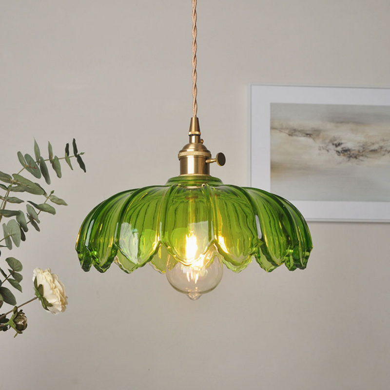 LILA - Suspension Fleur Vintage, Ambre/Bleu/Vert/Blanc/Transparent