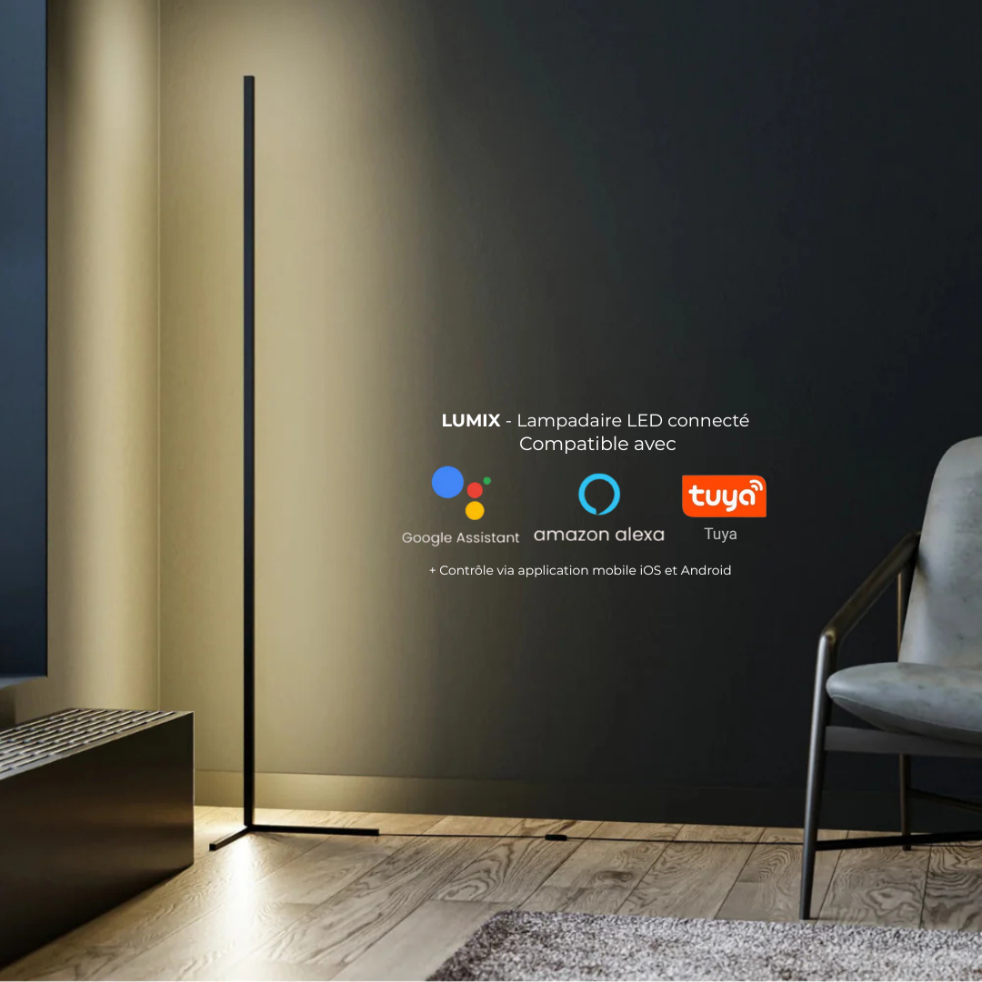 LUMIX - Lampadaire d'angle LED, Connecté