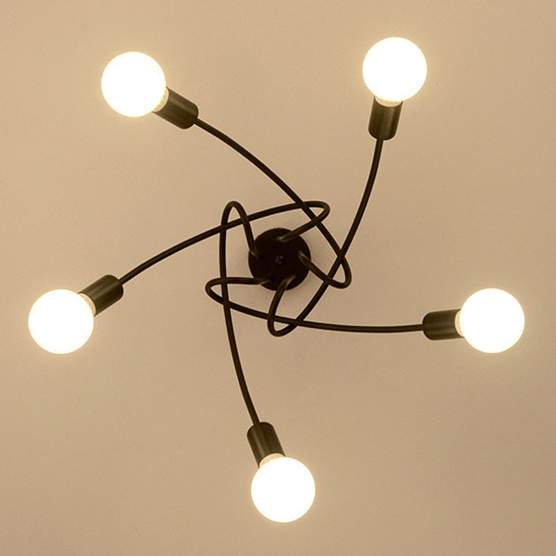 MELA - Plafonnier Moderne Bulle, Métal, Noir/Blanc/Doré.