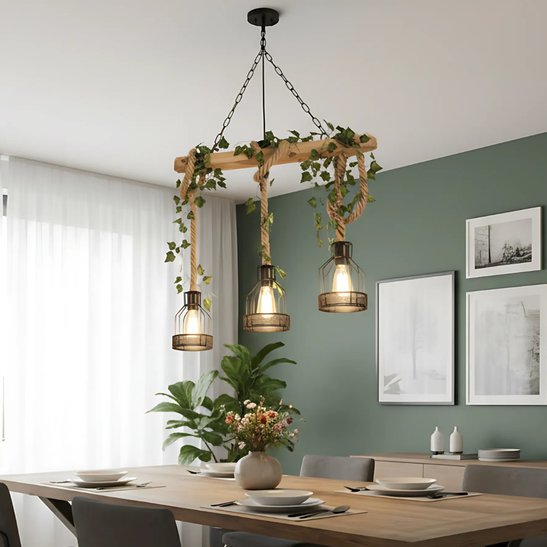 VERDÉ - Lustre Suspension Moderne Bois