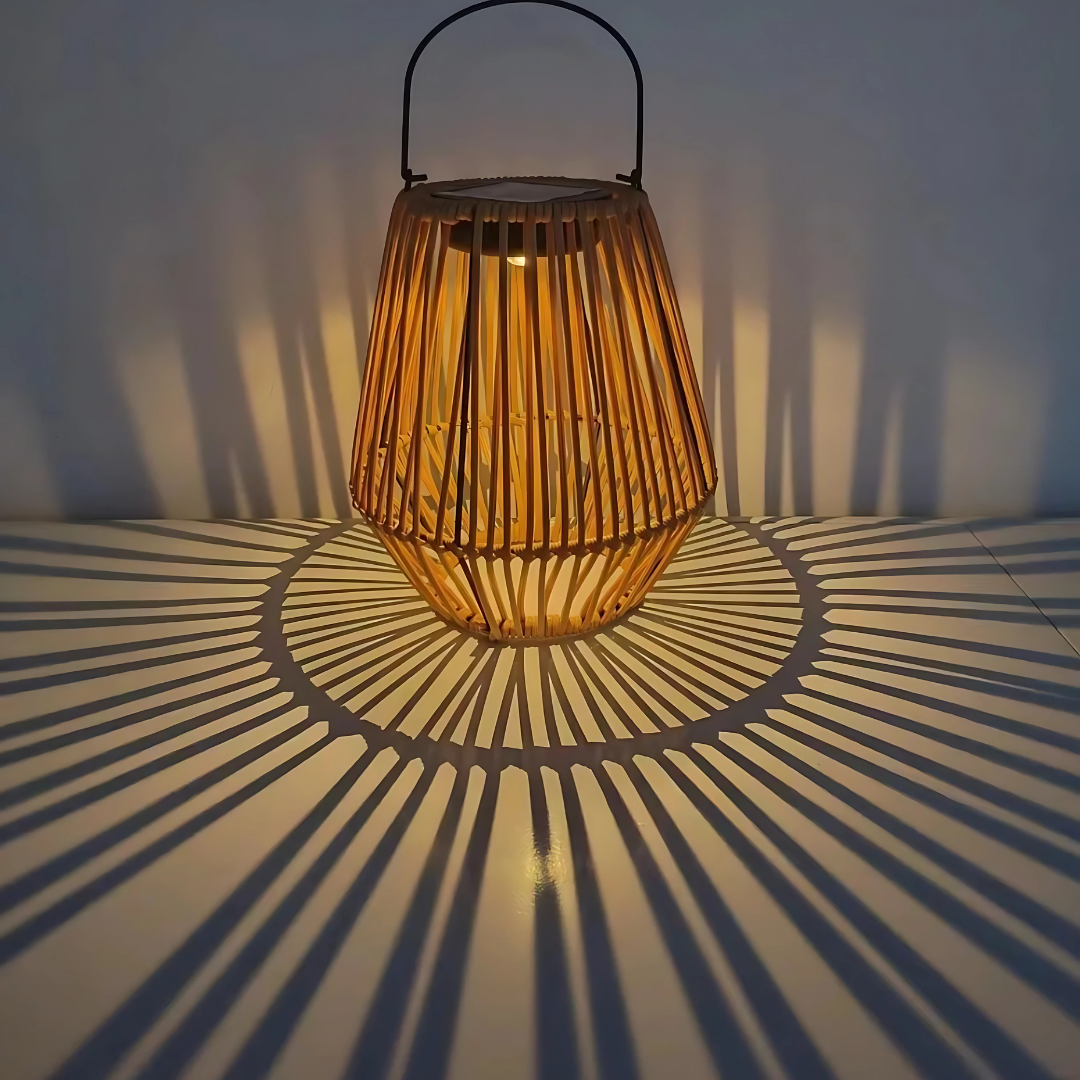 NÉLIA - Lanterne Style Rotin, Solaire