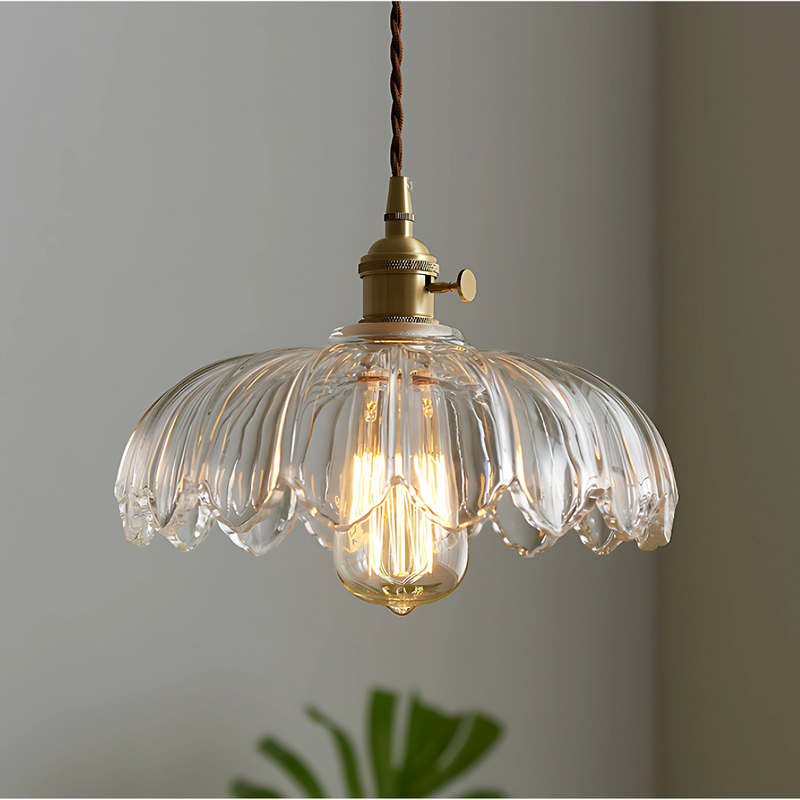 LILA - Suspension Fleur Vintage, Ambre/Bleu/Vert/Blanc/Transparent