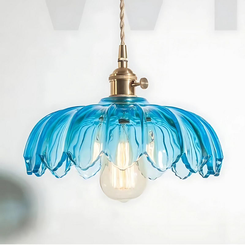 LILA - Suspension Fleur Vintage, Ambre/Bleu/Vert/Blanc/Transparent