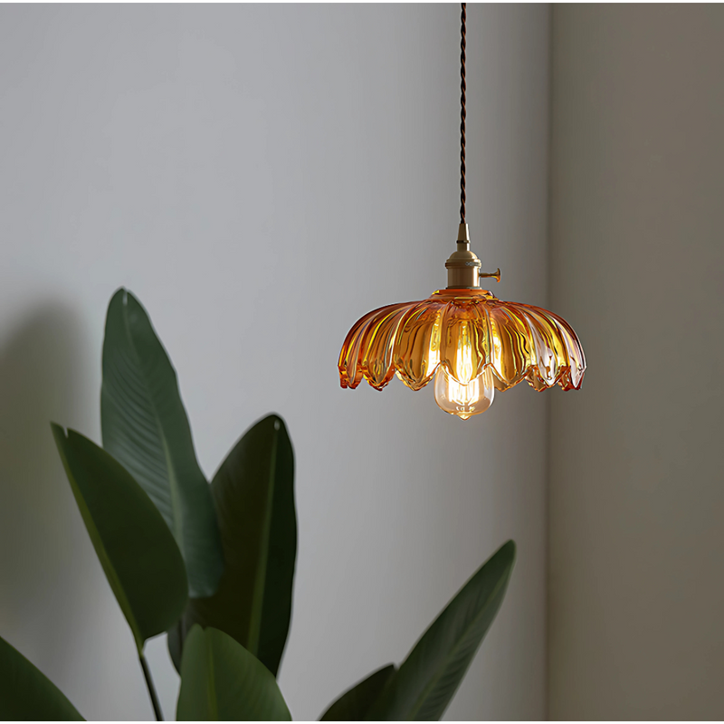 LILA - Suspension Fleur Vintage, Ambre/Bleu/Vert/Blanc/Transparent