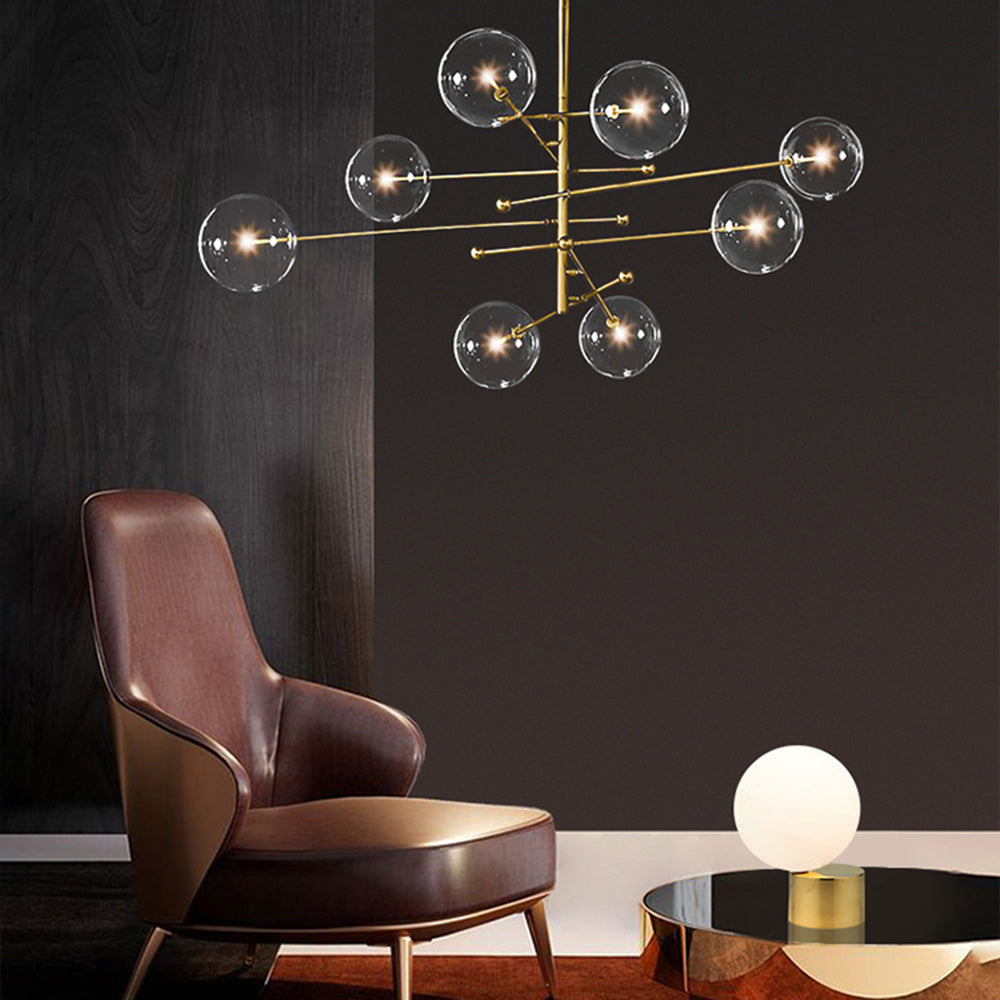 LOVA - Plafonnier Moderne Bulles, Métal/Verre, Noir/Doré.