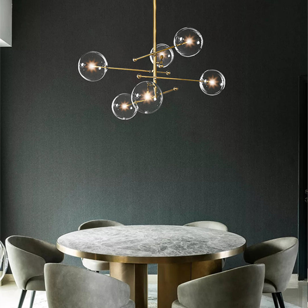 LOVA - Plafonnier Moderne Bulles, Métal/Verre, Noir/Doré.