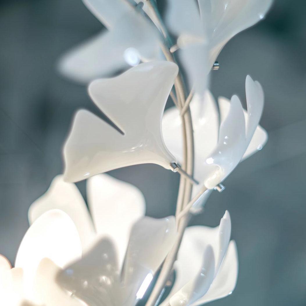 ÉLÉA - Lustre Suspendu Fleur Moderne, Métal/Céramique, Doré.