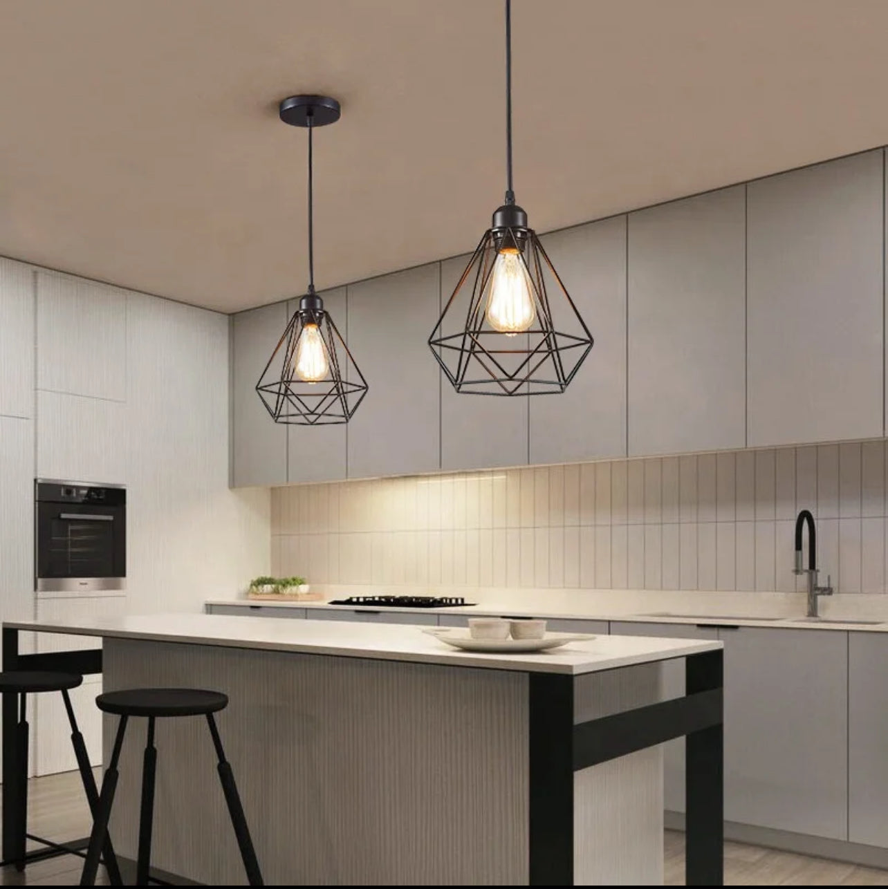 KOLA - Suspension Moderne Cage, métal, noir