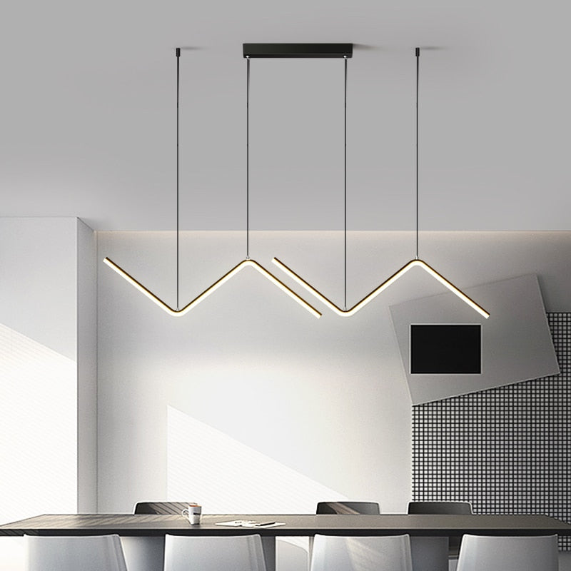 VALA - Luminaire Suspendu Vague Moderne, Métal, Noir/doré