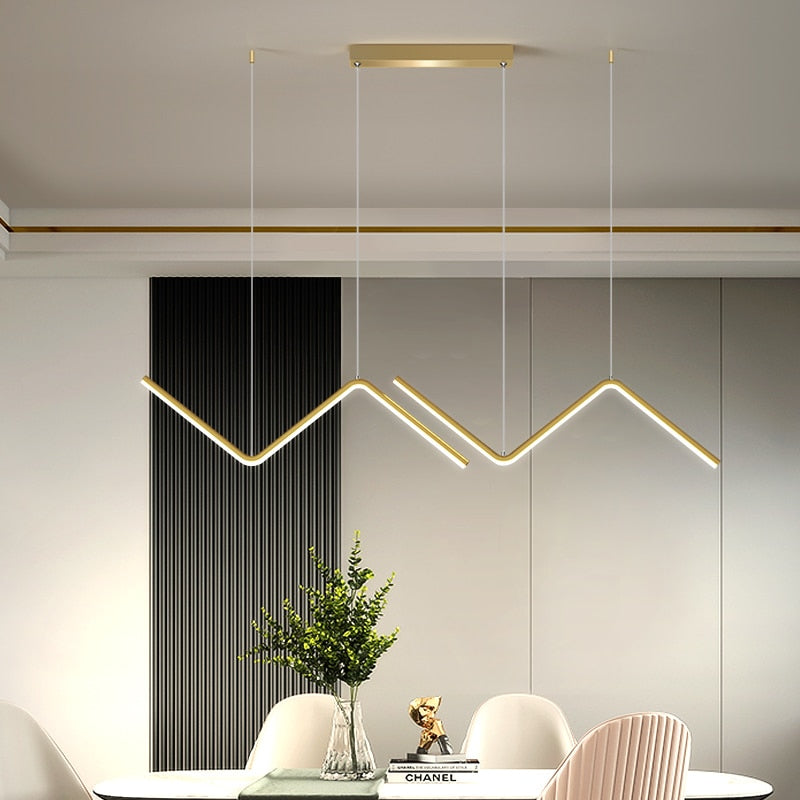 VALA - Luminaire Suspendu Vague Moderne, Métal, Noir/doré