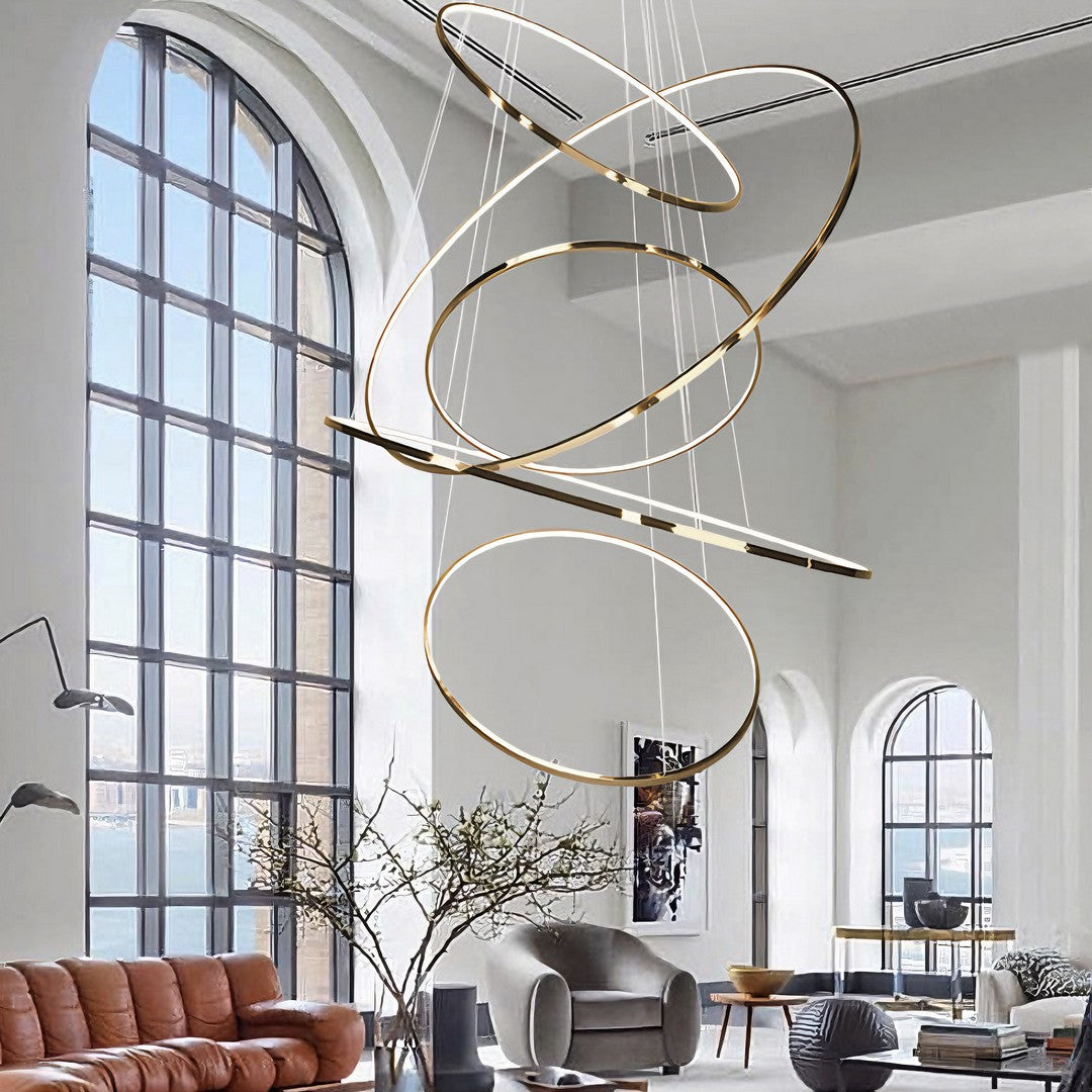 HALO - Suspension Anneau Design Moderne LED Doré