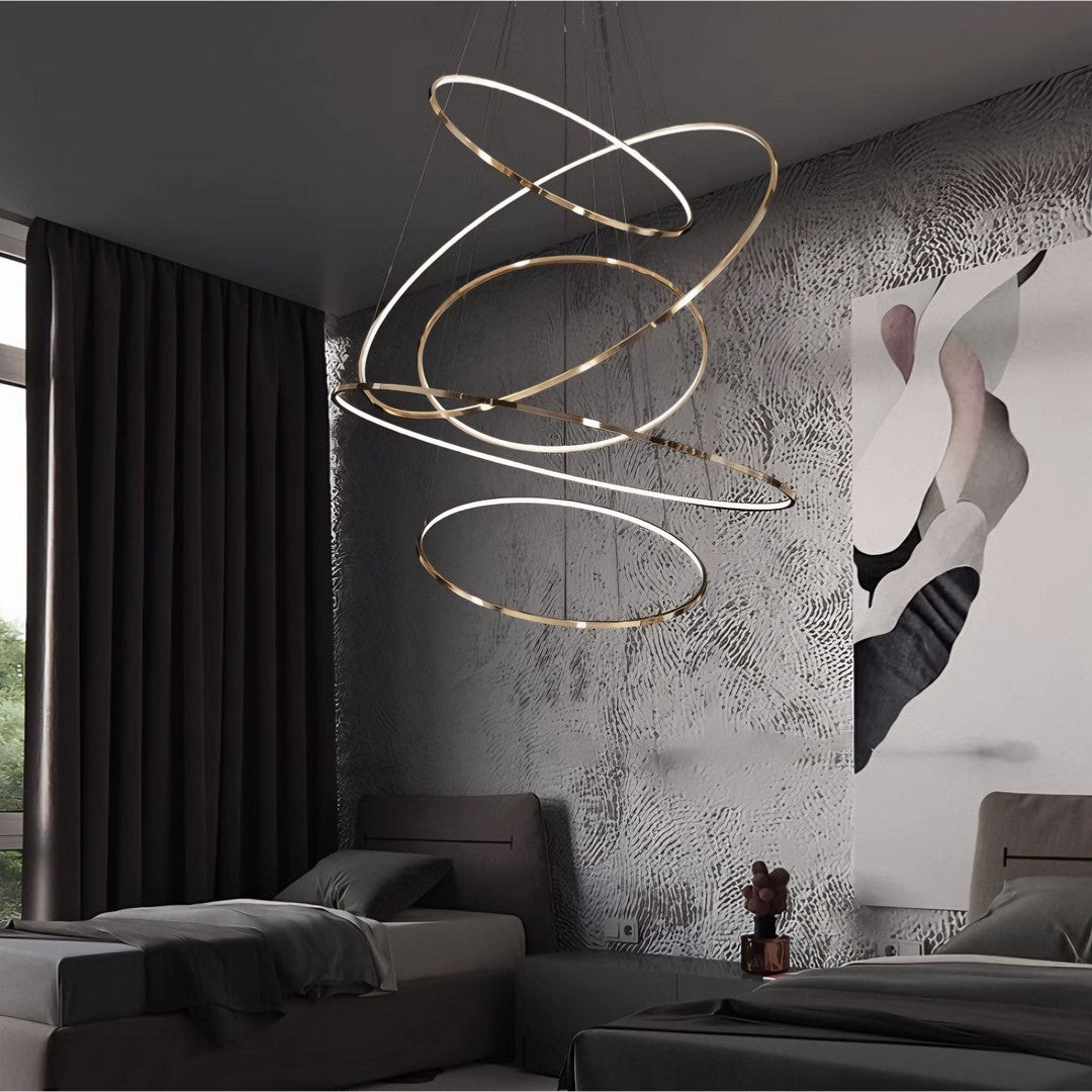 HALO - Suspension Anneau Design Moderne LED Doré