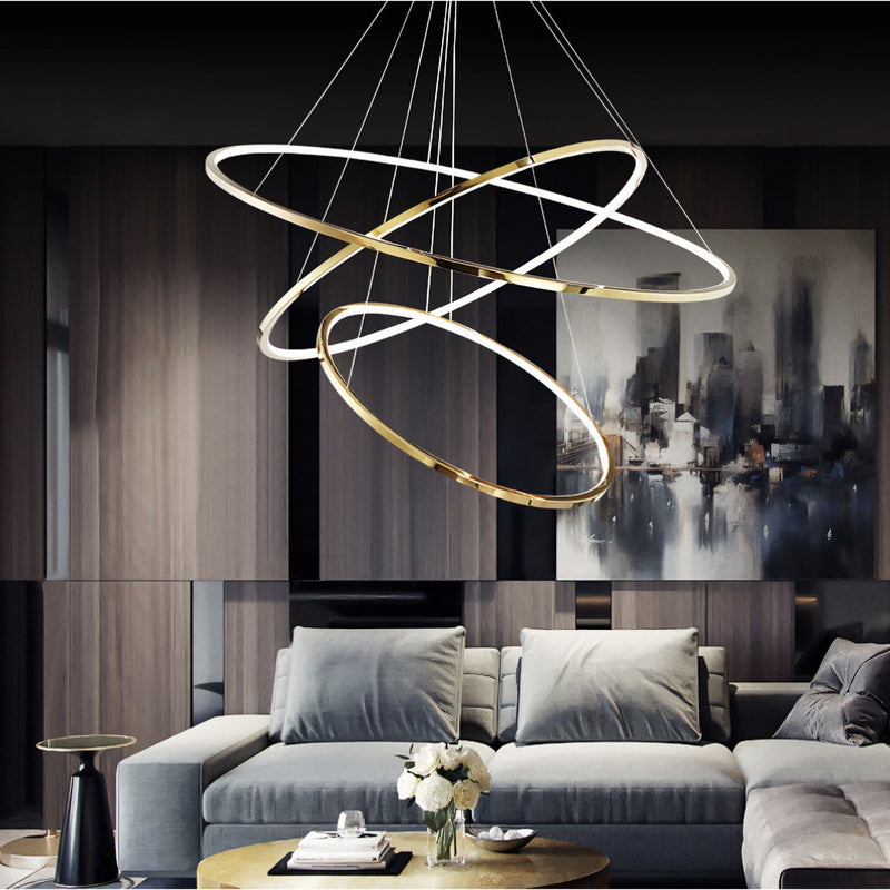 Suspension Anneau Design Moderne LED Doré