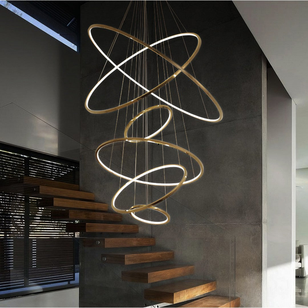 HALO - Suspension Anneau Design Moderne LED Doré