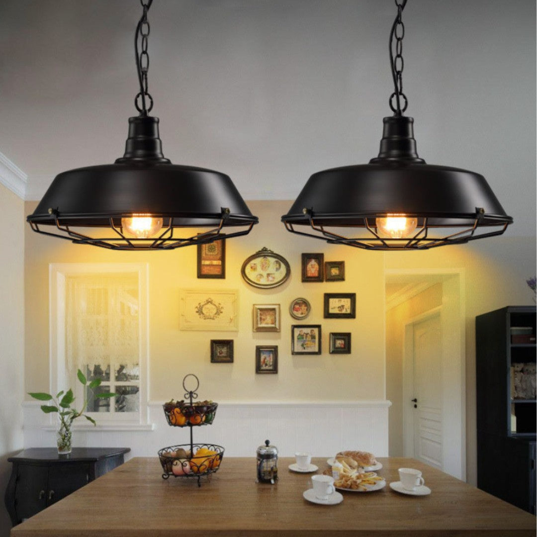 VINTA - Luminaire Suspension Industriel, Noir.