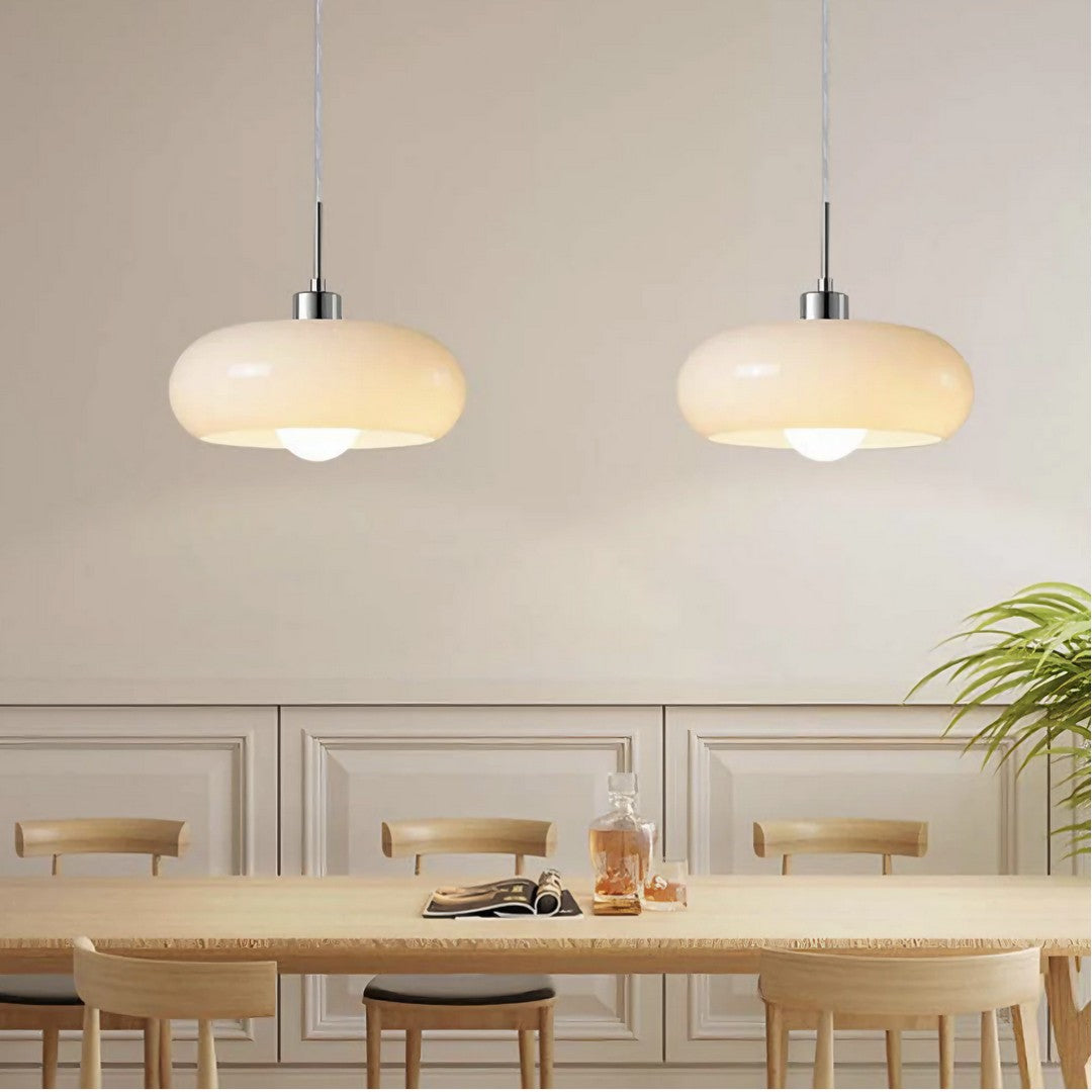 BAYA - Suspension Dôme Nordique, Blanc/Orange