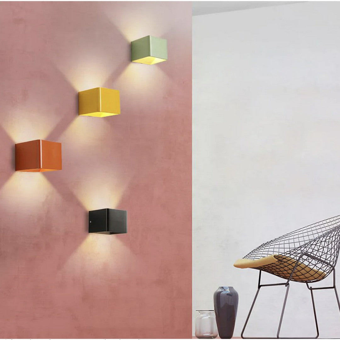 SYLLA - Applique Murale Intérieure Carrée Moderne, 5-Couleurs