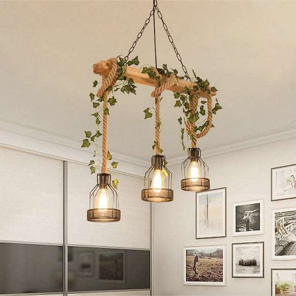 VERDÉ - Lustre Suspension Moderne Bois