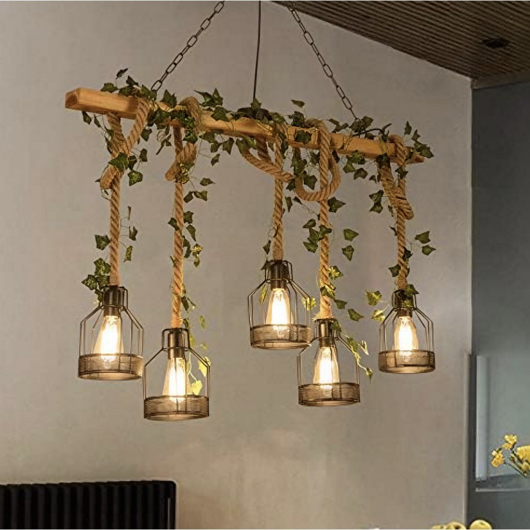 VERDÉ - Lustre Suspension Moderne Bois