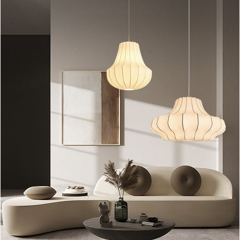 Lustre Suspension Wabi Sabi, Soie Blanc