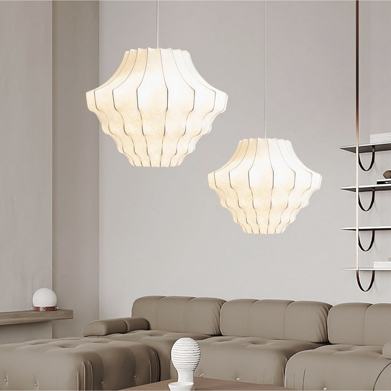 Lustre Suspension Wabi Sabi, Soie Blanc