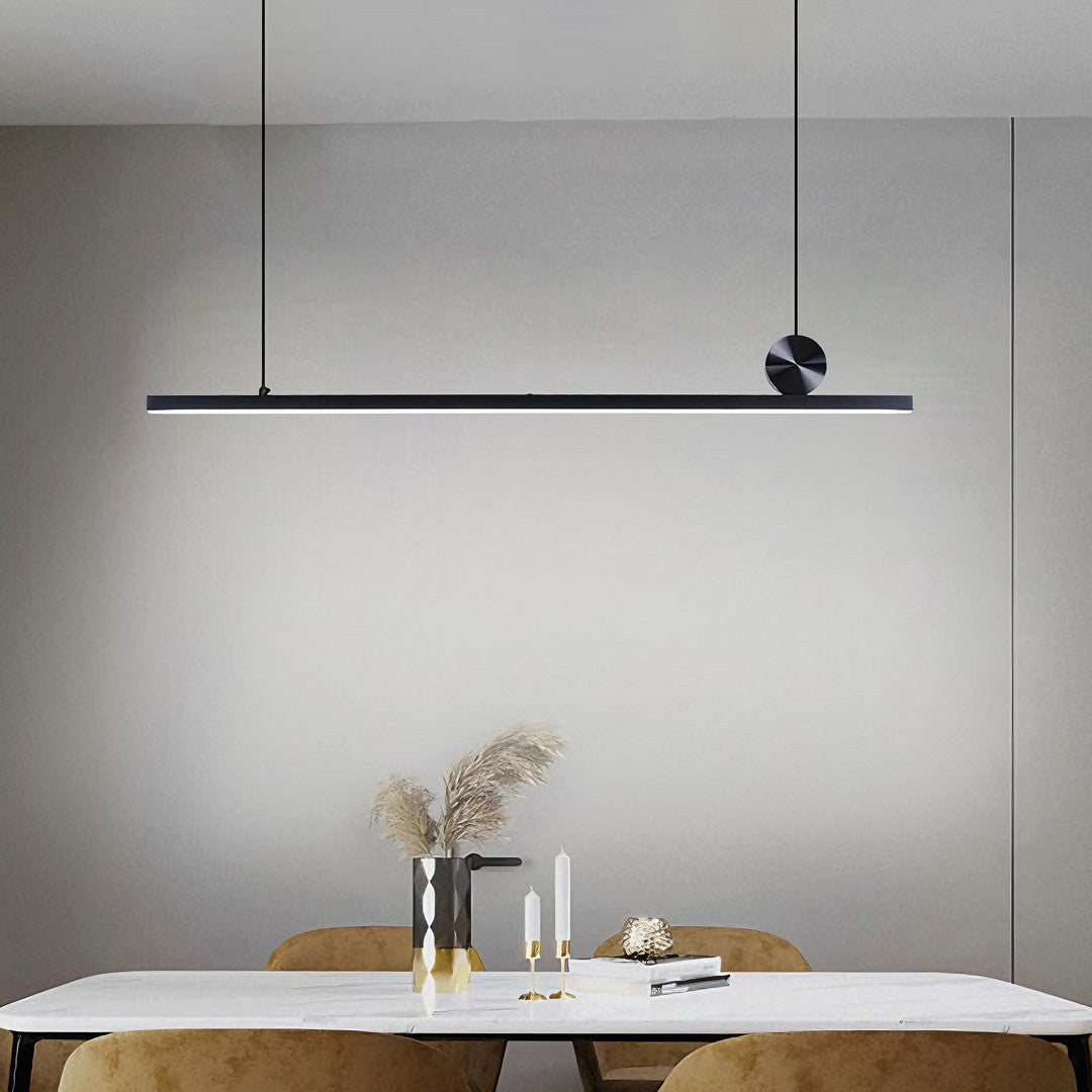 LUNI - Luminaire Suspension LED Linéaire Moderne, Noir/Doré