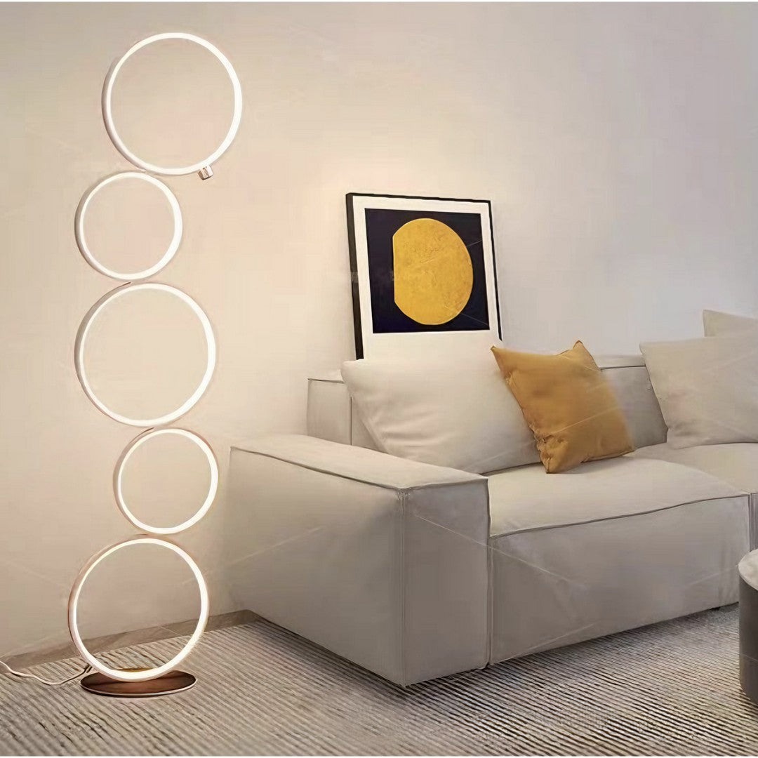 ZARO - Lampadaire Rond Moderne, Noir/Blanc