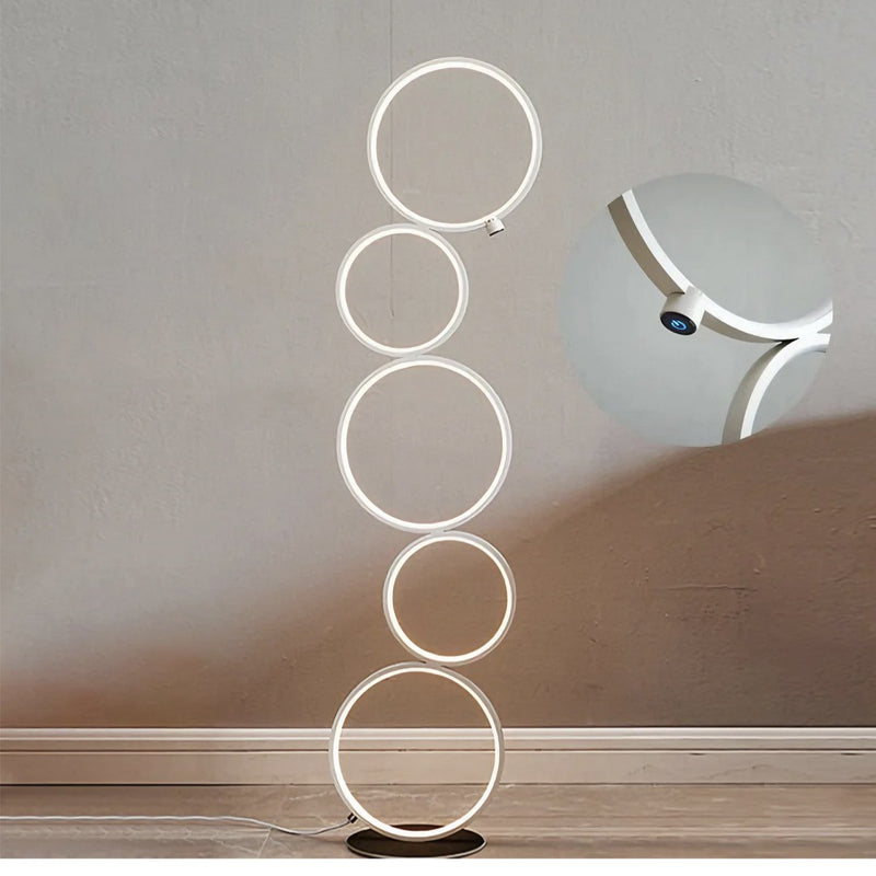 Lampadaire Rond Moderne, Noir/Blanc