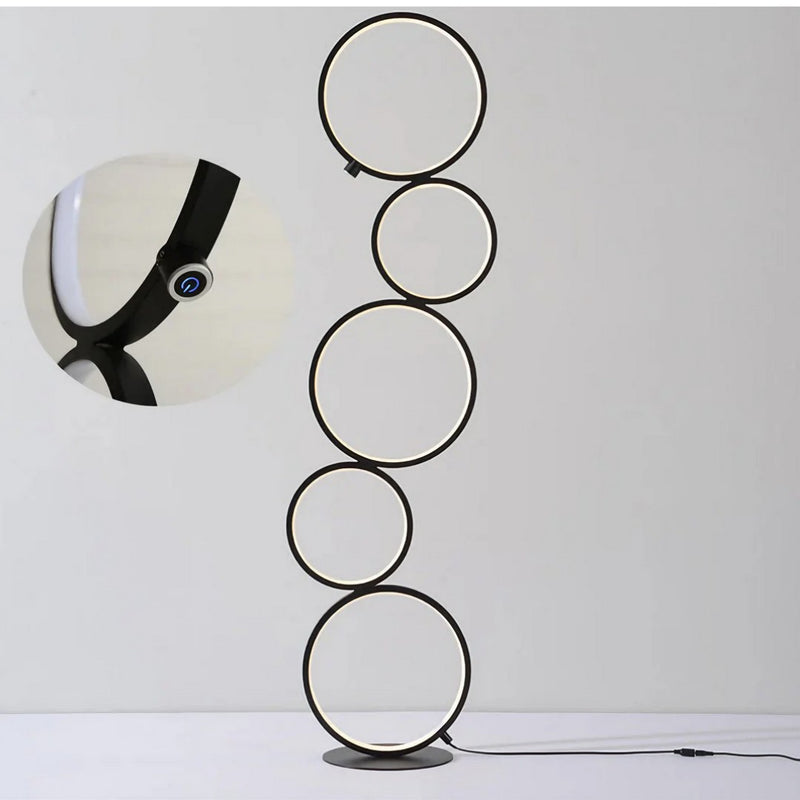 Lampadaire Rond Moderne, Noir/Blanc